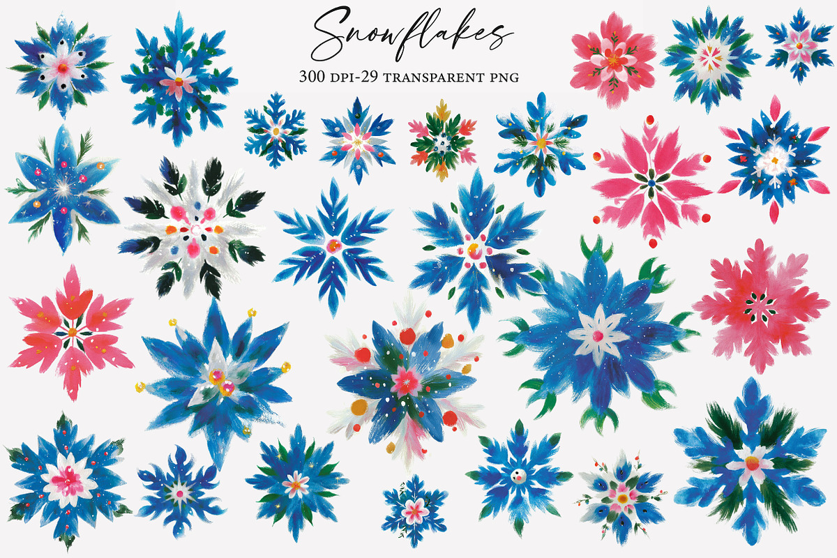 Watercolor Snowflakes Clipart, an Illustration by Designworld (Photo 1 of 5)