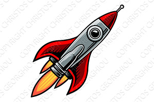 Rocket Space Ship Cartoon Spaceship