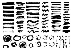 Vector Large Set Of Brush Strokes