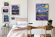 Starry Lavender Field Illustration, a Decorative Illustration by Housui Patterns (Thumbnail 5 of 12)