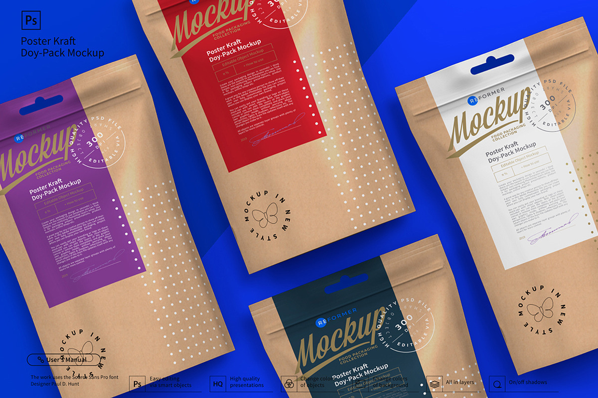 Poster Kraft Doy-Pack Mockup, a Packaging Mockup by Reformer Mockup (Photo 1 of 6)