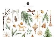 Gold Christmas Watercolor Clipart, a Decorative Illustration by Beigetime (Thumbnail 5 of 18)