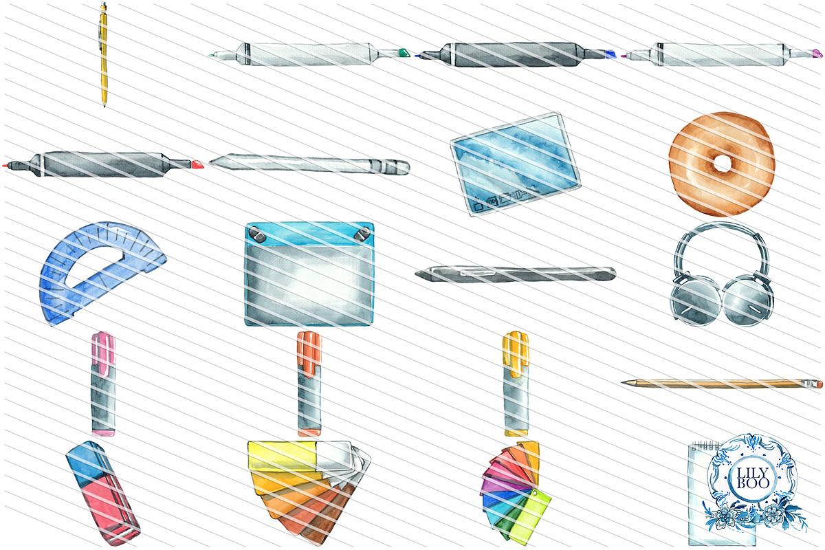 41 DESIGNER FLAT LAY PNG Drawings, a Decorative Illustration by LilyBoo Clipart (Photo 2 of 3)