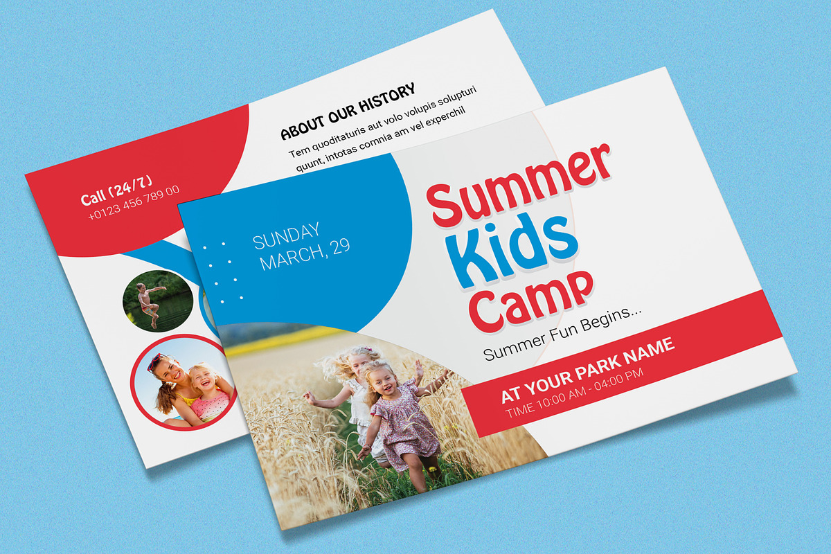 Kids Summer Camp Postcard Templates, a Stationery Template by MightyDesign (Photo 2 of 8)
