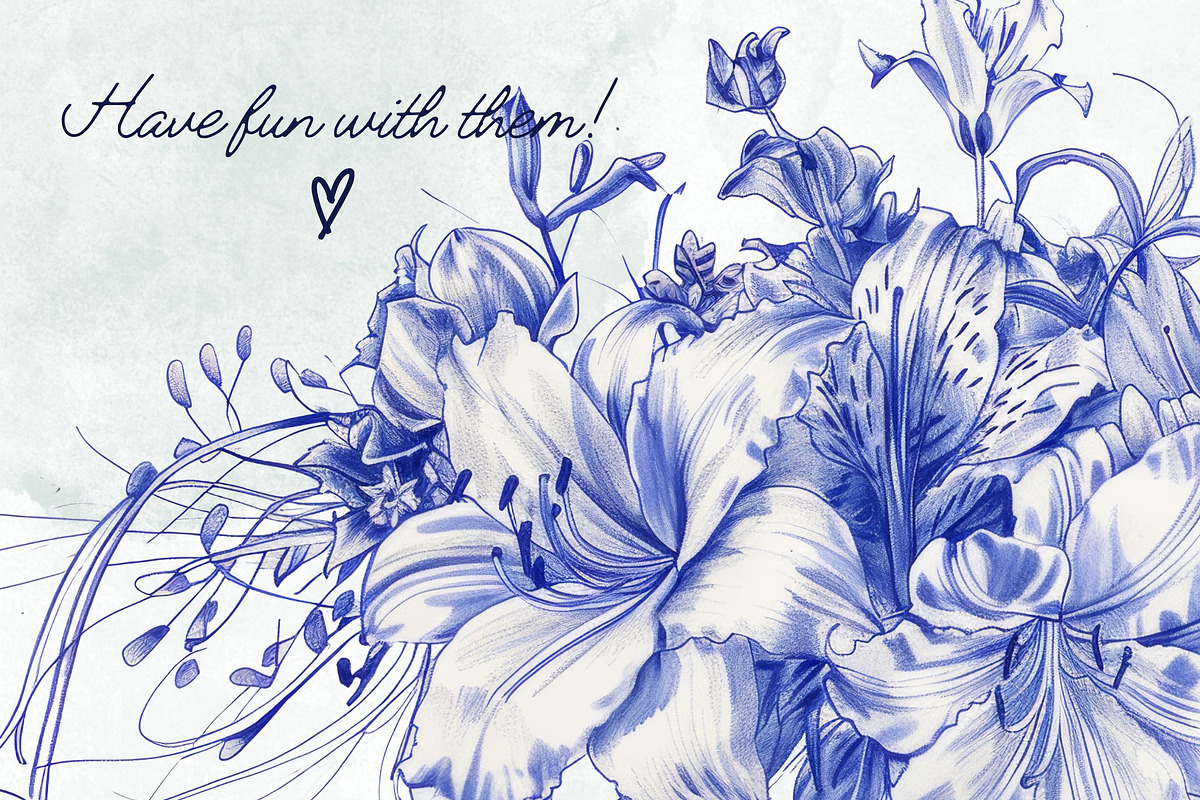 12 Ballpen Flower Illustrations PNG, a Decorative Illustration by Loony Dream Designs (Photo 5 of 5)