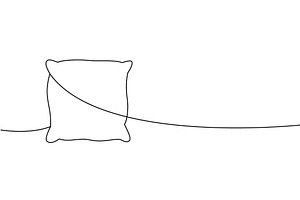 Square pillow one line continuous, an Object Illustration by GraphiShop