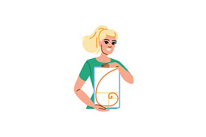 Smiling woman showing golden ratio, an Illustration by pikepicture