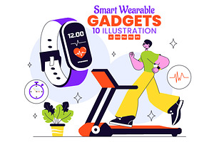10 Smart Wearable Gadgets, a Technology Illustration by denayunebgt