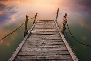 Rustic Pier on a Calm Lake with a Dr, a Nature Photo by Perpis