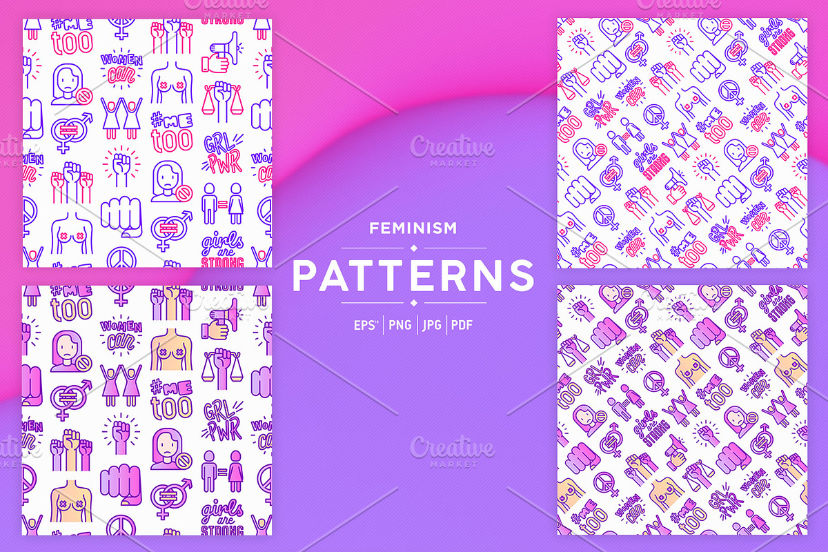 Feminism Patterns Collection, a Pattern Graphic by Alex Blogoodf (Photo 5 of 9)