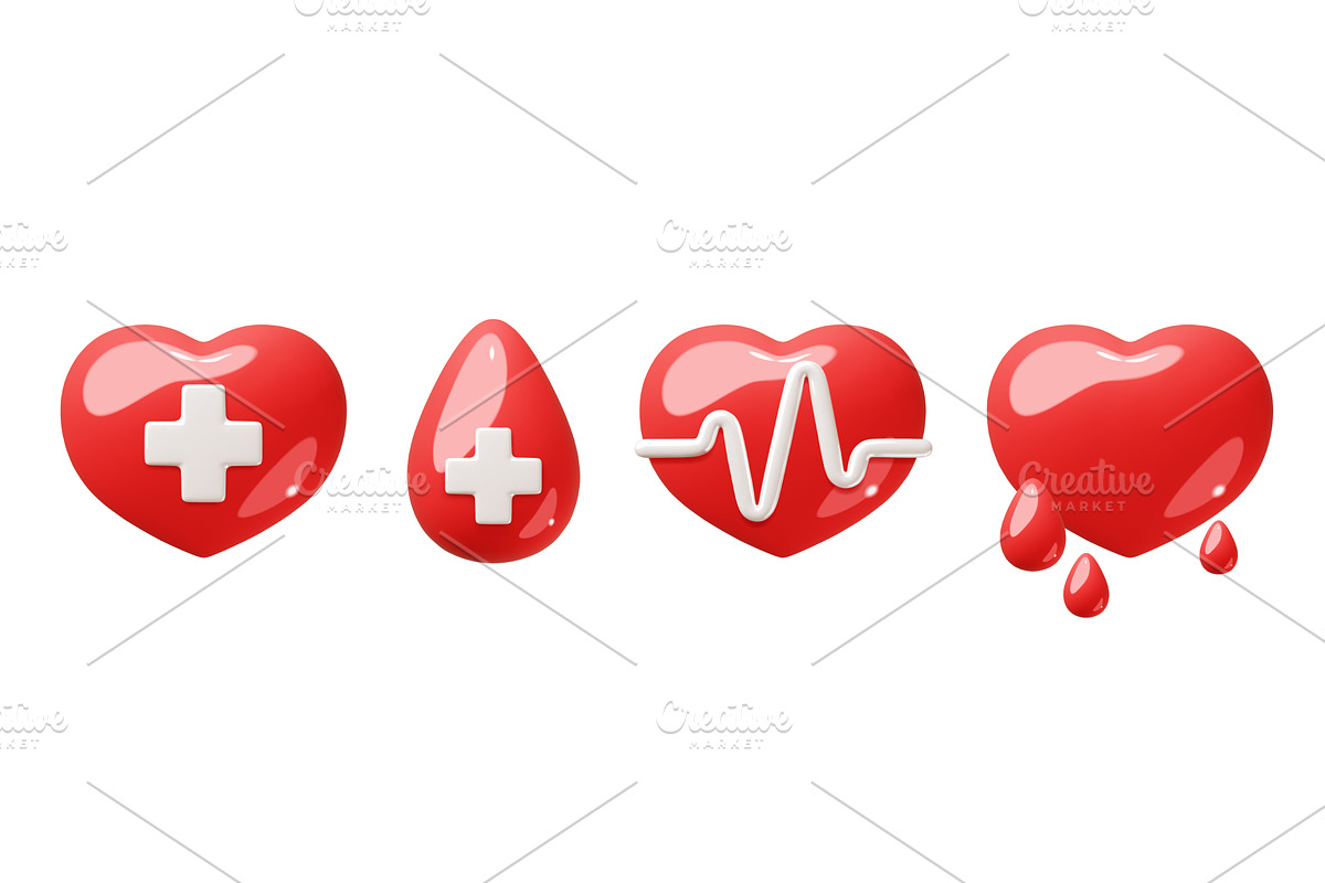 3d medical hearts. Volumed glossy, an Object Illustration by YummyBuum