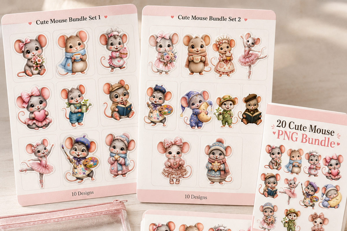 Cute Mouse clipart Bundle, an Object Illustration by HeavensStar (Photo 4 of 8)