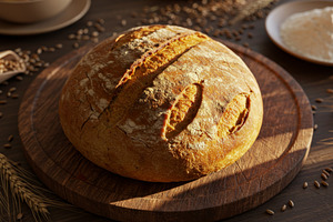 Artisan round loaf of sourdough brea, a Food & Drink Photo by professorinc