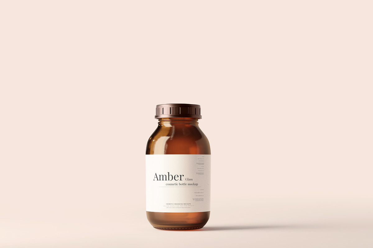 Amber Glass Jar / Bottle Mockups, a Cups & Container Mockup by pmvch (Photo 1 of 10)