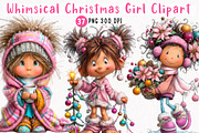 Whimsical Christmas Girl Clipart, a Seasonal Illustration by fashionaddict (Thumbnail 1 of 7)
