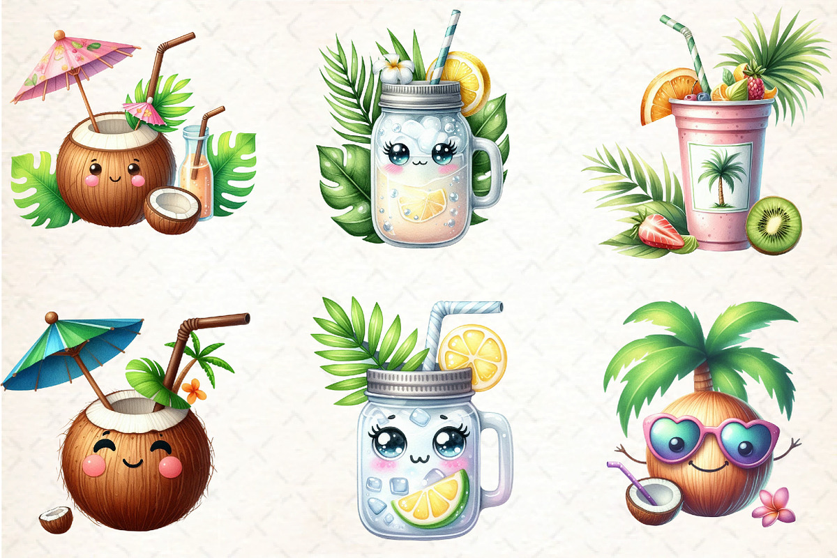Watercolor Summer Clipart, an Illustration by DreamCafeArt (Photo 3 of 7)