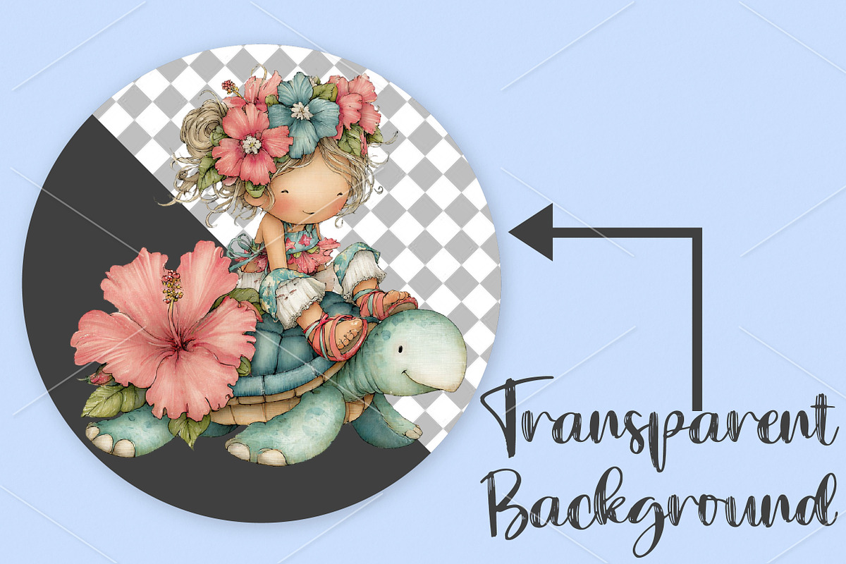 Whimsical Summer Girls Clipart PNG, an Illustration by Canvas Craft (Photo 2 of 7)