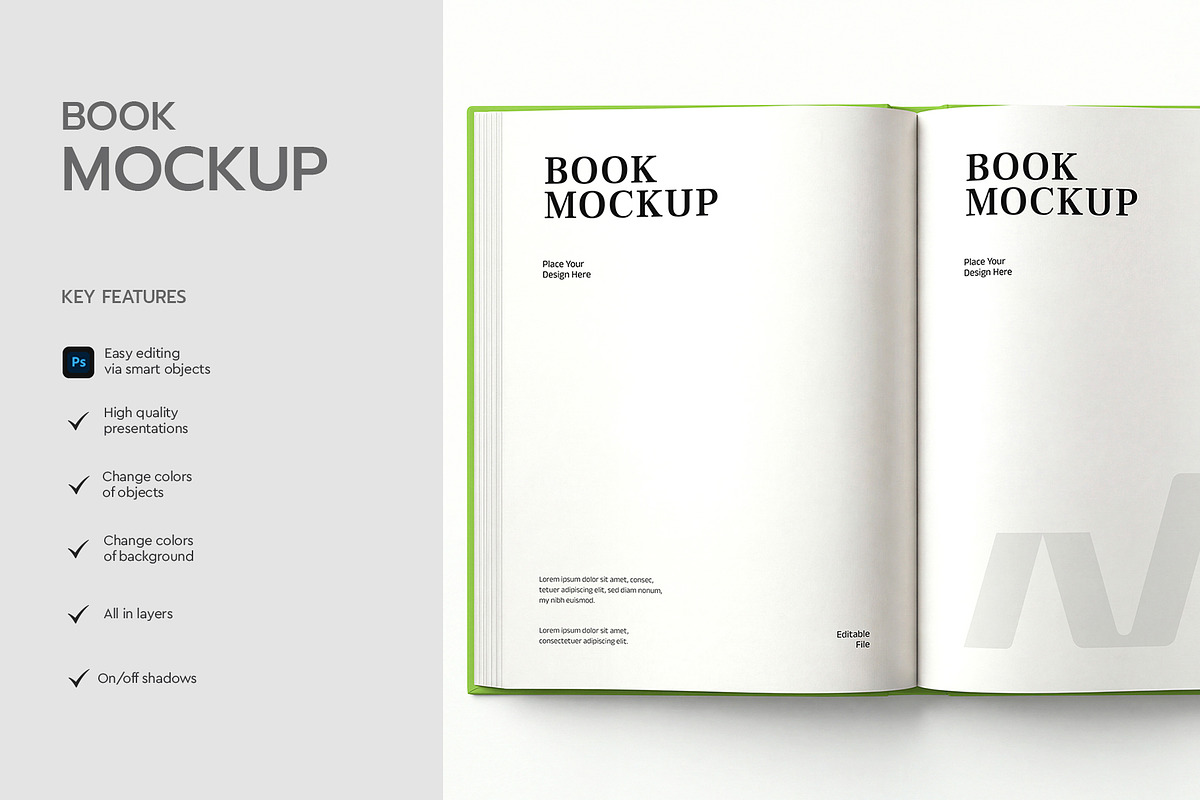 Open Spread Book PSD Mockup, a Books & Magazine Mockup by graphypix (Photo 2 of 4)