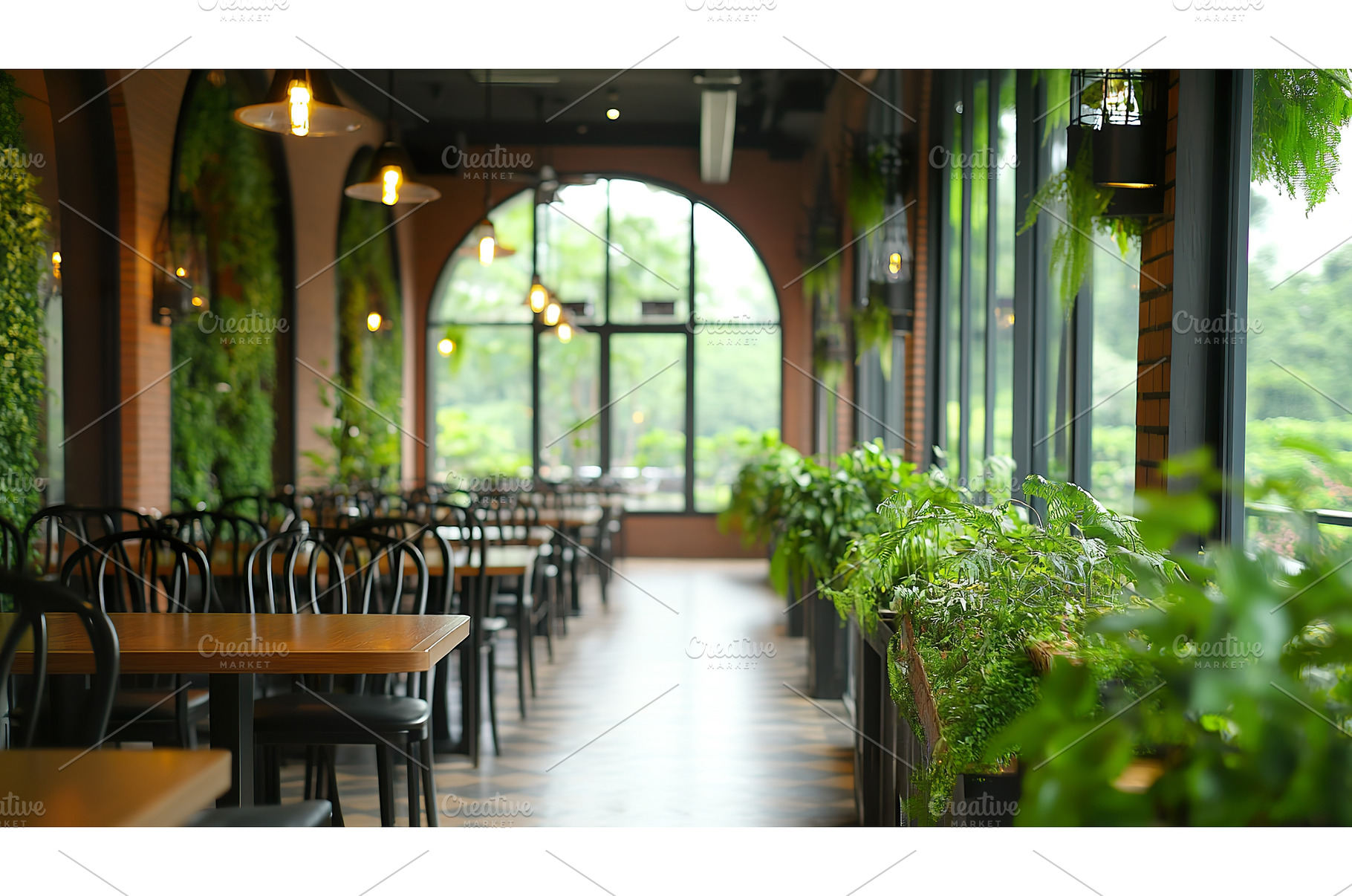 Cozy restaurant interior with, an Architecture Photo by Lermont51