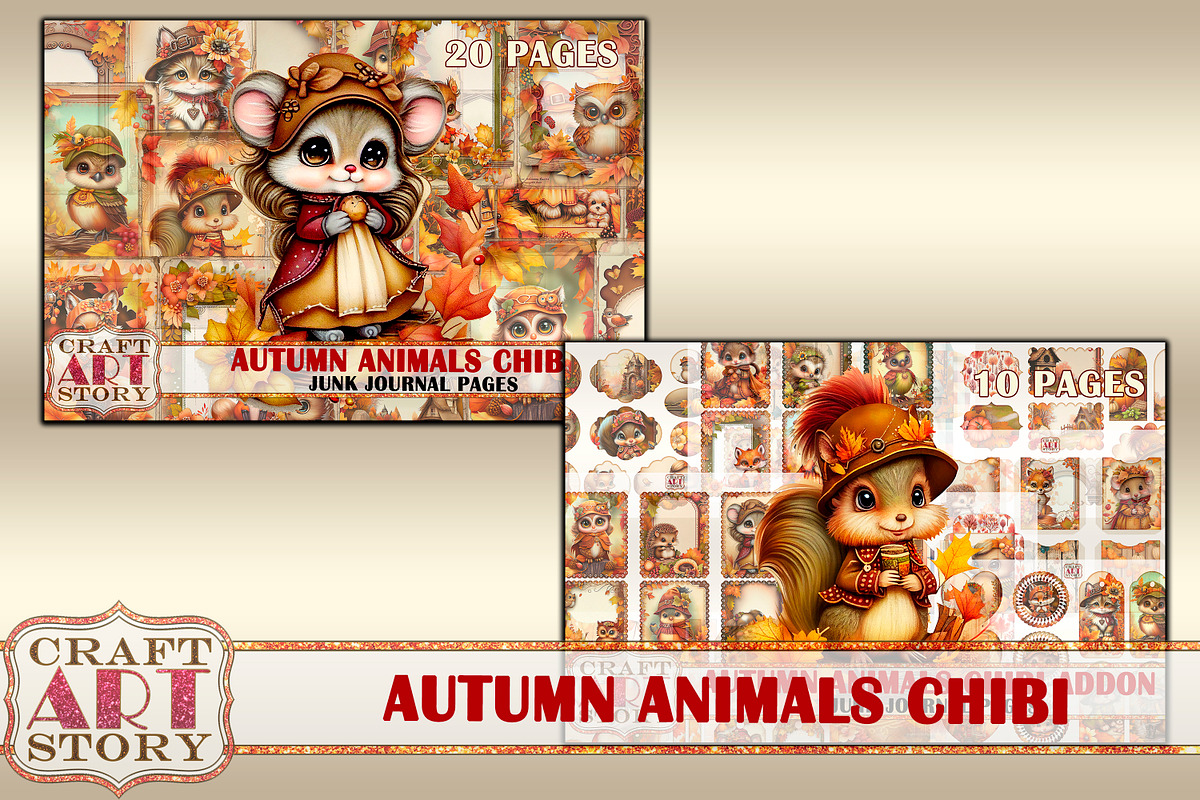 Autumn animals Chibi ADDON, a Seasonal Illustration by CraftArtStory