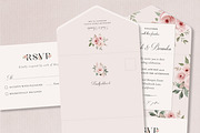 Pink Roses All-In-One Wedding Invite, a Background Graphic by by creative paper (Thumbnail 1 of 4)
