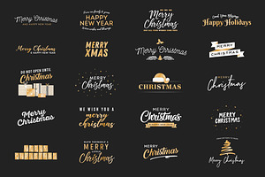 Holiday Christmas Vector Text Set