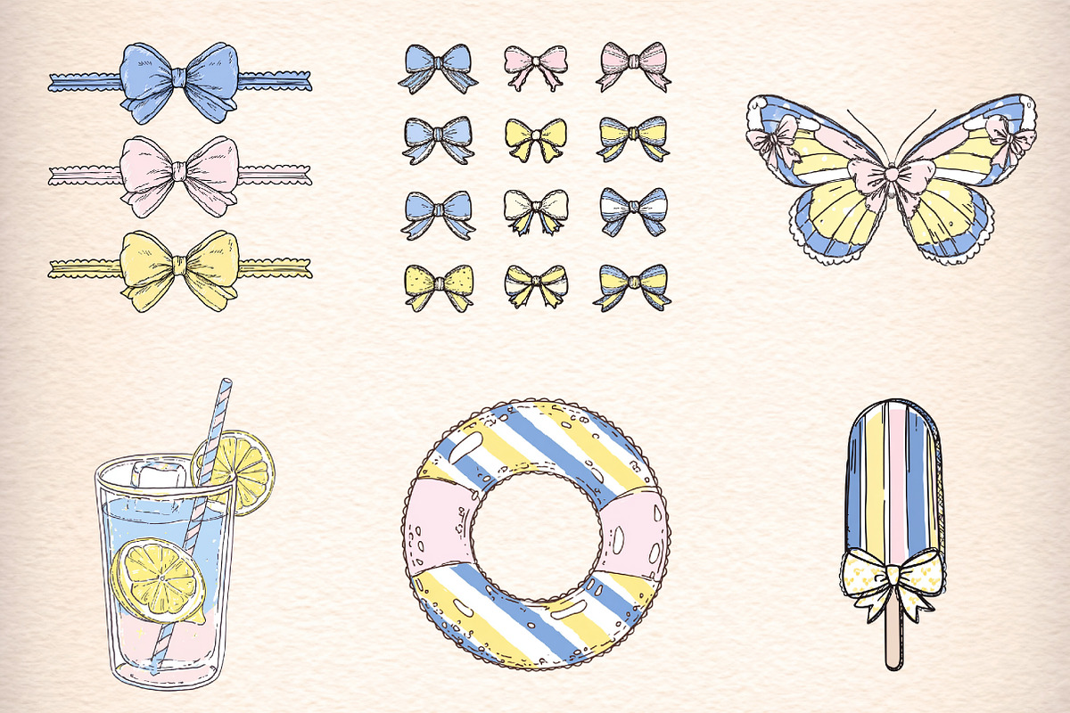 Girly Lemon Summer Clipart, an Illustration by Digital Artistic99 (Photo 3 of 11)