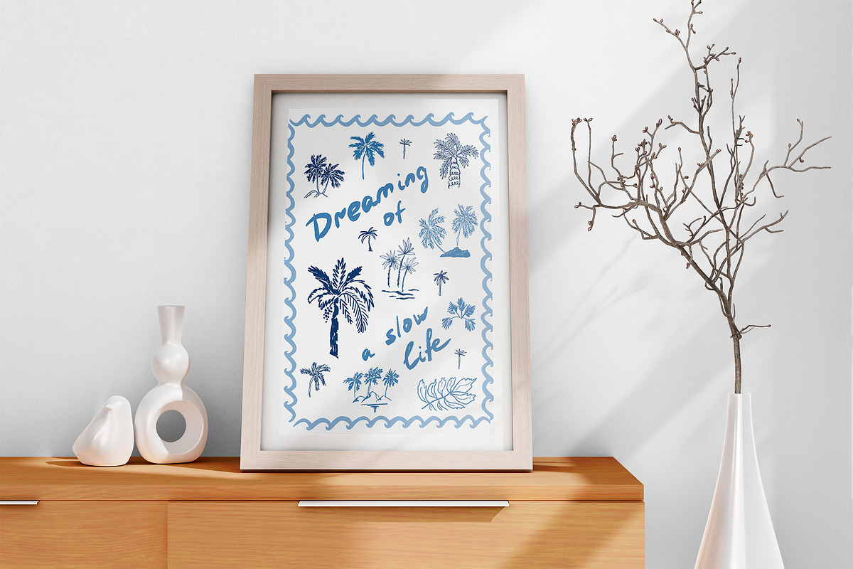 Blue coastal line art, sea clipart, an Object Graphic by Tani Kuzminka (Photo 7 of 13)