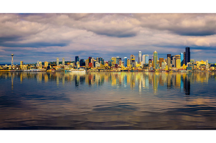 Seattle skyline panorama with, an Architecture Photo by Nick Fox