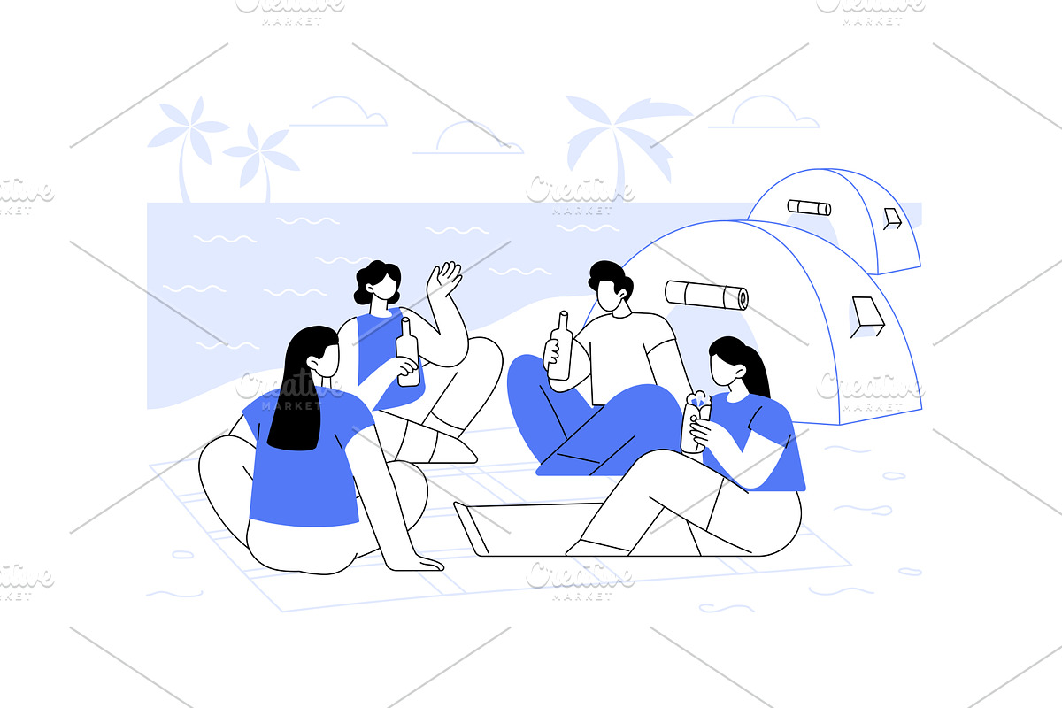 Camping life isolated cartoon vector, a Person Illustration by Visual Generation