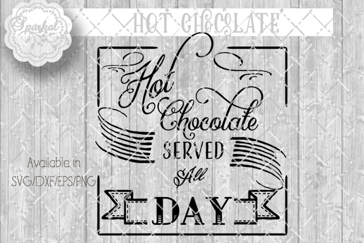 Hot Chocolate Vintage Sign Stencil, an Illustration by SparkalDesigns (Photo 2 of 2)