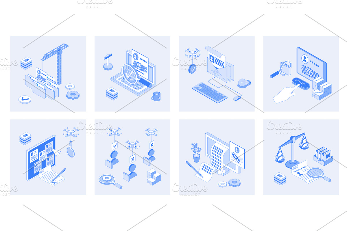 HR Process Isometric Concepts, a Person Illustration by alexdndz