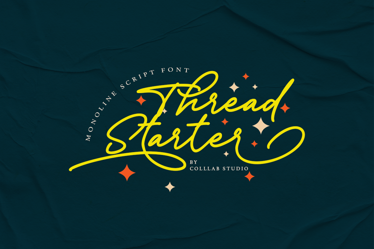Thread Starter | A Monoline Script, a Script Font by Colllab Studio (Photo 1 of 12)