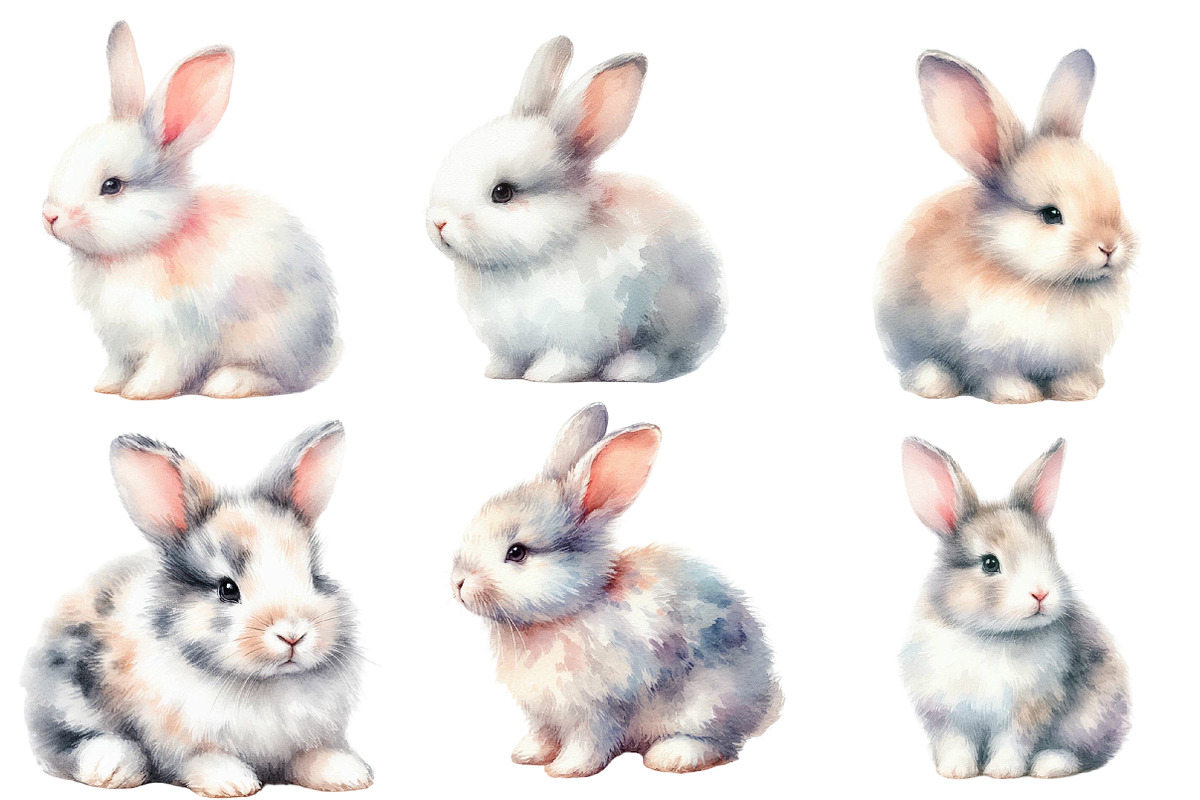 Watercolor Rabbit clipart, an Illustration by Designworld (Photo 2 of 6)