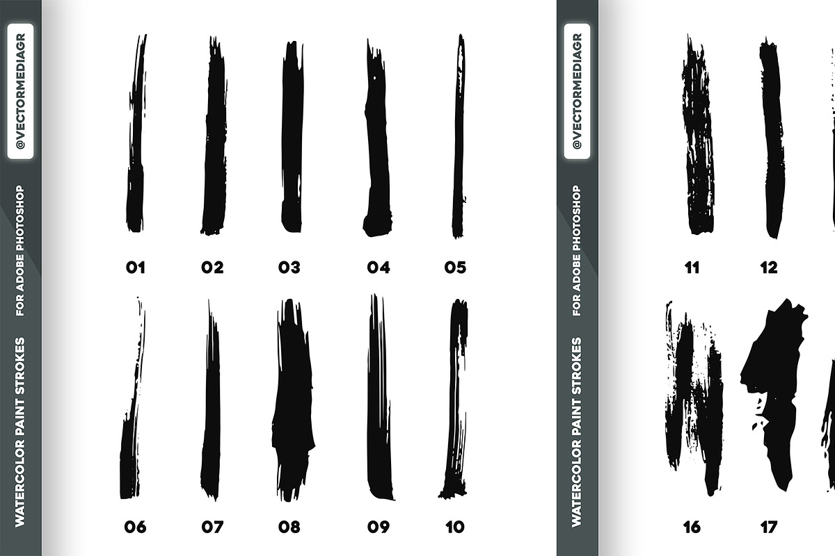 60 Watercolor Paint Strokes Brushes, a Brush Add-On by VectorMedia (Photo 2 of 4)