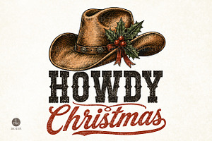 Howdy Christmas PNG,Western, a Seasonal Illustration by Libby Wishes