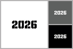 2026 Year Text Icon for New Year, a Branding & Logo Template by quadrazo