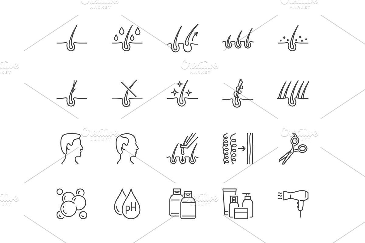 Hair Shampoo Line Icons, an Outline Icon by Nadiinko (Photo 2 of 2)