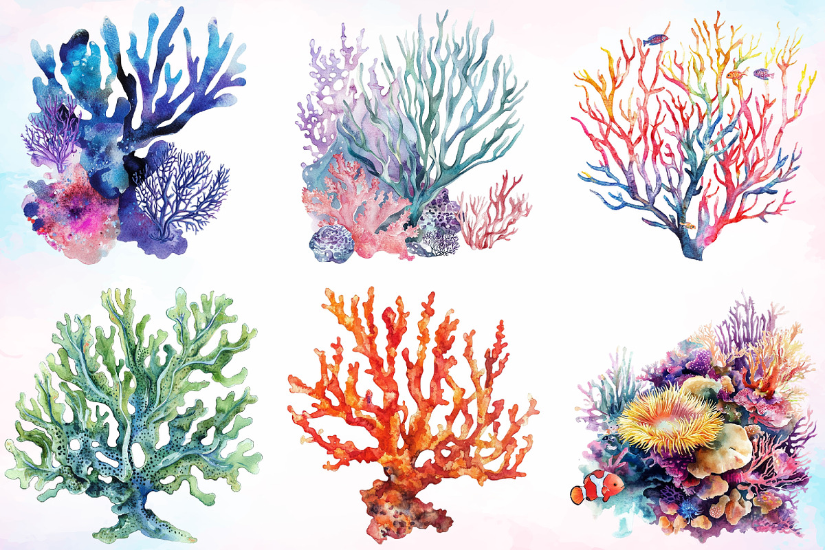 Watercolor Coral Reef Clipart Bundle, an Illustration by Canvas Craft (Photo 3 of 4)