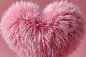 Fluffy pink heart on soft background, a Photo by Beautiful things