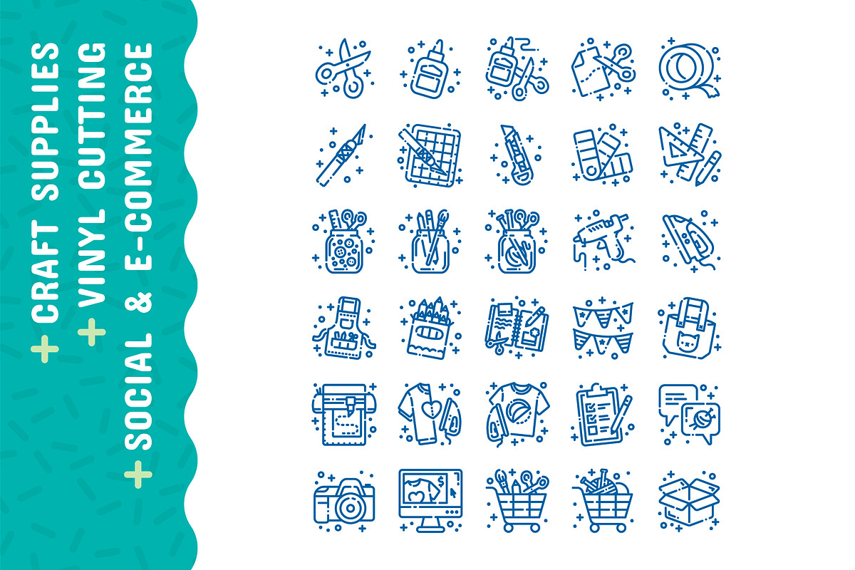 Craft Craze Line Art Icon Set, an Icon by C.Gordon Illustration