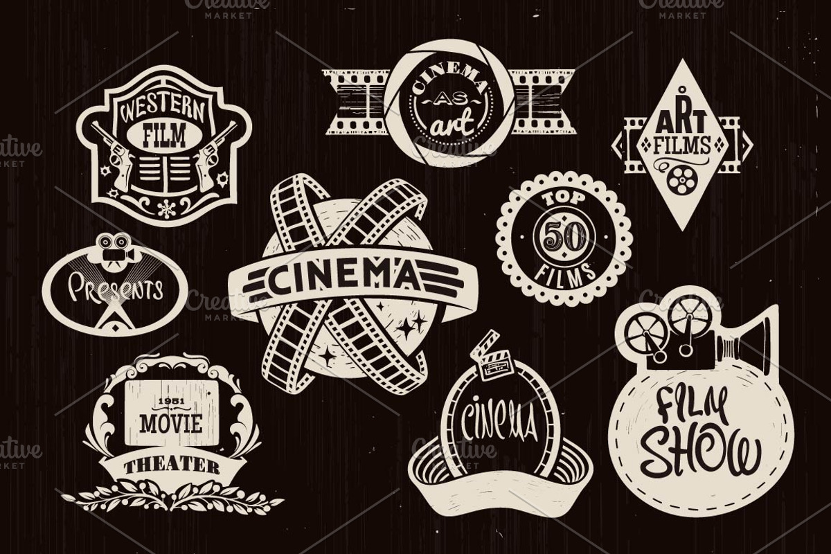 Cinema Hand-drawn Retro Clip-art, a Decorative Illustration by Adiemus (Photo 2 of 6)