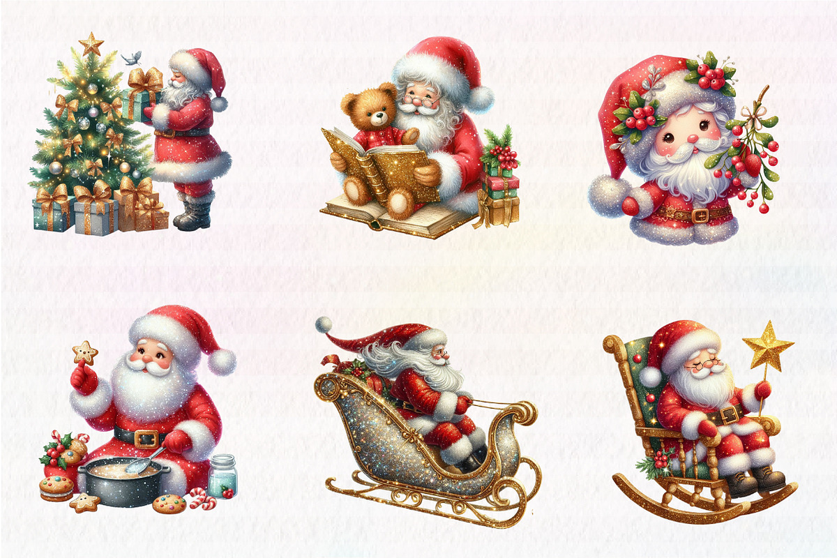 Glitter Christmas Santa Claus, an Illustration by CreationArt (Photo 3 of 5)