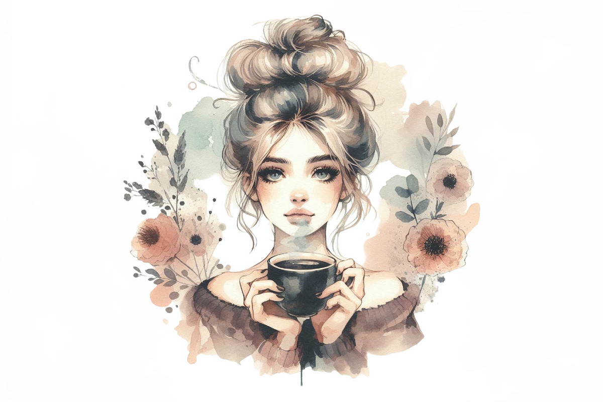 Black Coffee Lover Cute Girl PNG, an Illustration by Designking (Photo 2 of 5)