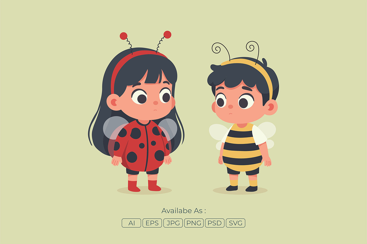 Kids in Ladybug and Bee Costume, an Animal Illustration by Partikusi Design (Photo 2 of 3)
