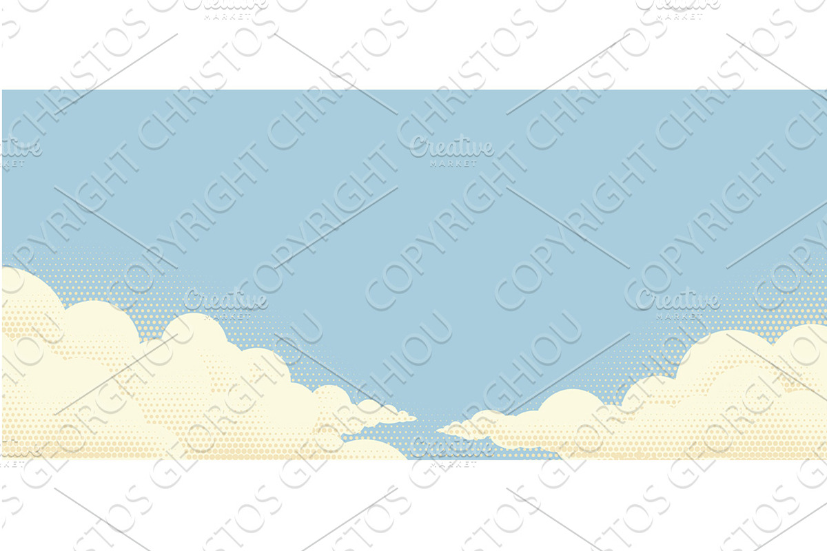 Blue Sky Clouds Background Cartoon, a Texture Illustration by Christos Georghiou