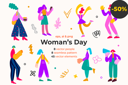 Female characters (drawn flat style)