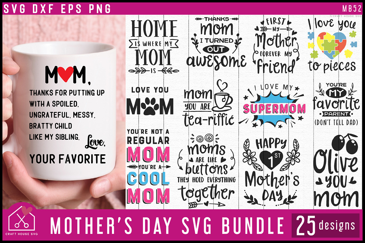 Mother's Day SVG Bundle, an Illustration by Craft House SVG (Photo 1 of 3)