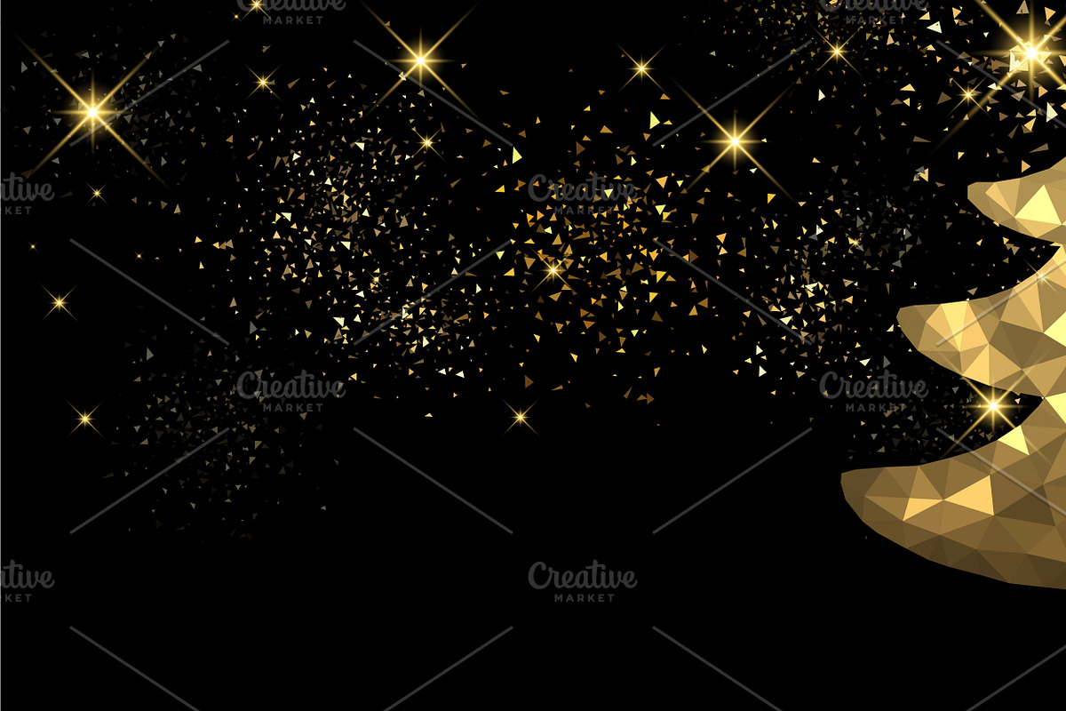 Golden Christmas trees set, a Decorative Illustration by Vjom (Photo 7 of 12)