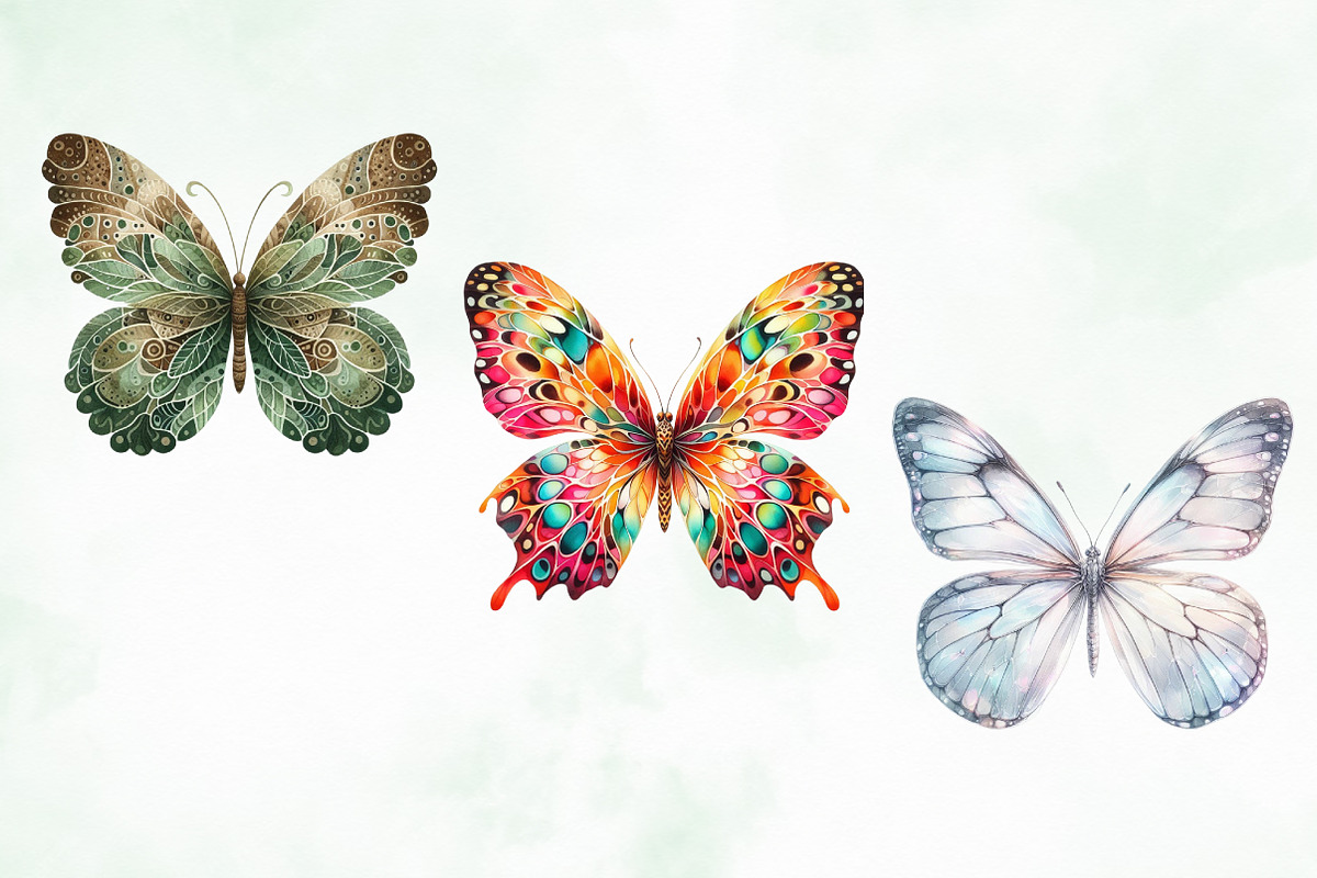 Watercolor Colorful Butterfly Png, an Illustration by Creative Art (Photo 5 of 9)